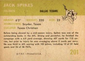 1961 Fleer #201 Jack Spikes Back