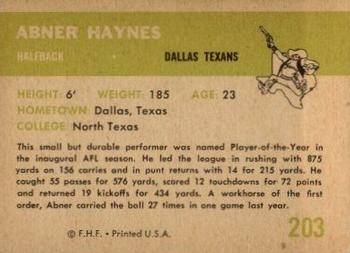 1961 Fleer #203 Abner Haynes Back