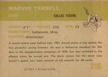 1961 Fleer #206 Marvin Terrell Back