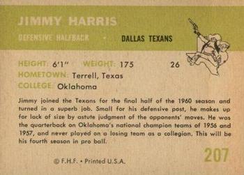 1961 Fleer #207 Jimmy Harris Back