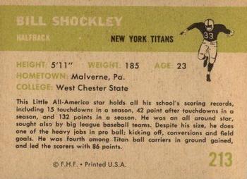 1961 Fleer #213 Bill Shockley Back