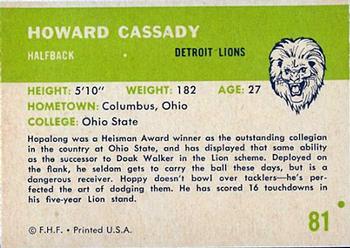 1961 Fleer #81 Howard Cassady Back