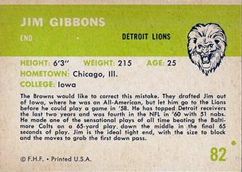 1961 Fleer #82 Jim Gibbons Back