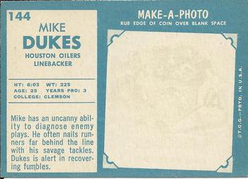 1961 Topps #144 Mike Dukes Back