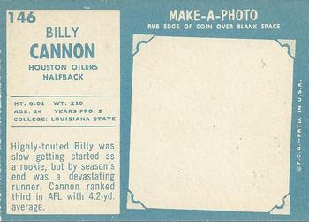 1961 Topps #146 Billy Cannon Back