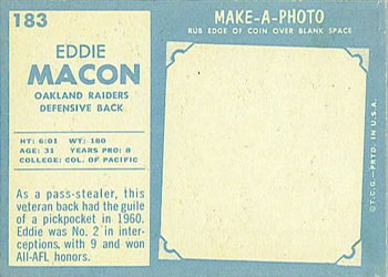 1961 Topps #183 Eddie Macon Back