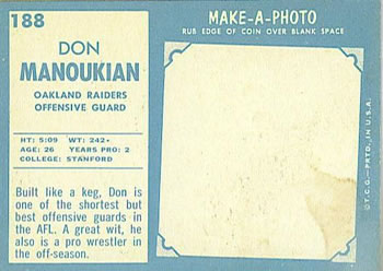 1961 Topps #188 Don Manoukian Back