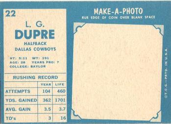 1961 Topps #22 L.G. Dupre Back