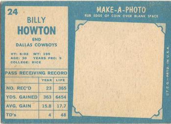 1961 Topps #24 Bill Howton Back