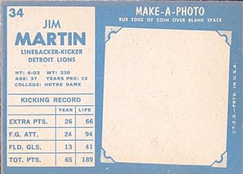 1961 Topps #34 Jim Martin Back