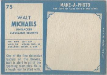 1961 Topps #75 Walt Michaels Back