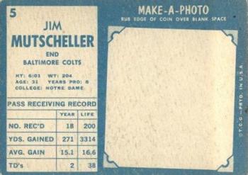 1961 Topps #5 Jim Mutscheller Back