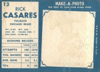 1961 Topps #12 Rick Casares Back
