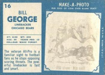 1961 Topps #16 Bill George Back