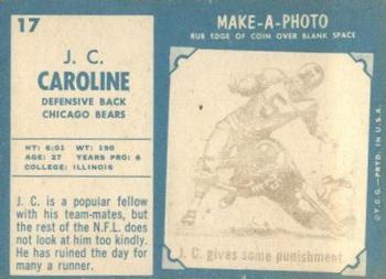 1961 Topps #17 J.C. Caroline Back