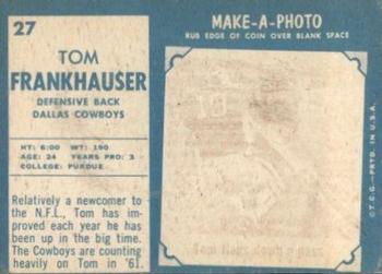 1961 Topps #27 Tom Franckhauser Back