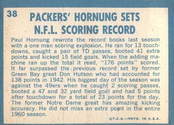1961 Topps #38 Paul Hornung Back