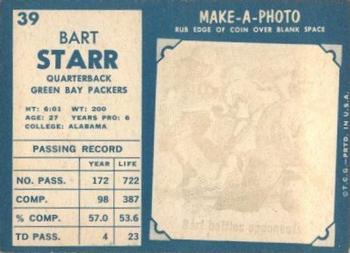 1961 Topps #39 Bart Starr  Back