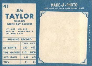 1961 Topps #41 Jim Taylor Back