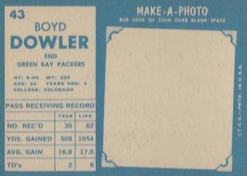 1961 Topps #43 Boyd Dowler Back