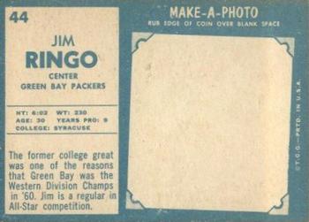 1961 Topps #44 Jim Ringo Back