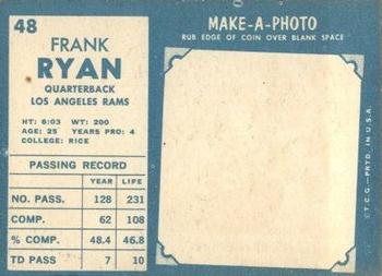 1961 Topps #48 Frank Ryan Back