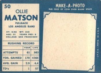 1961 Topps #50 Ollie Matson Back
