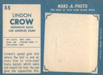 1961 Topps #55 Lindon Crow Back