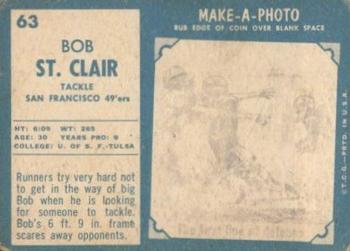 1961 Topps #63 Bob St. Clair Back