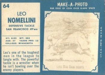 1961 Topps #64 Leo Nomellini Back