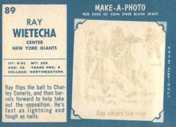 1961 Topps #89 Ray Wietecha Back