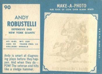1961 Topps #90 Andy Robustelli Back