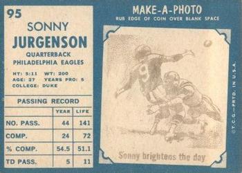 1961 Topps #95 Sonny Jurgensen Back