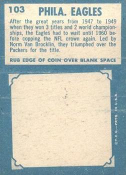 1961 Topps #103 Philadelphia Eagles Team Back