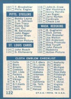 1961 Topps #122 Checklist: 78-132 Back