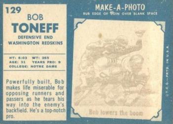 1961 Topps #129 Bob Toneff Back
