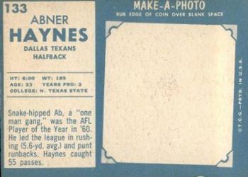 1961 Topps #133 Abner Haynes Back