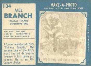 1961 Topps #134 Mel Branch Back