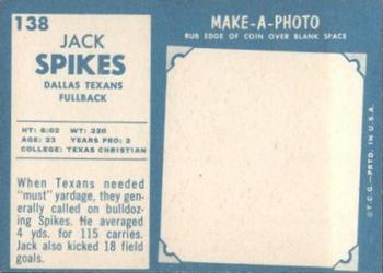 1961 Topps #138 Jack Spikes Back