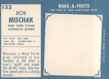 1961 Topps #153 Bob Mischak Back