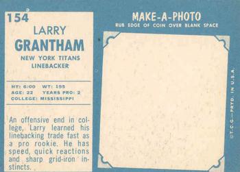 1961 Topps #154 Larry Grantham Back