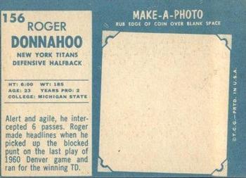 1961 Topps #156 Roger Donnahoo Back