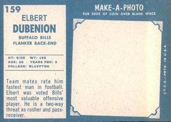 1961 Topps #159 Elbert Dubenion Back