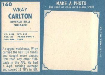 1961 Topps #160 Wray Carlton Back
