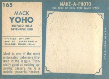1961 Topps #165 Mack Yoho Back