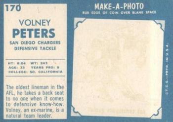 1961 Topps #170 Volney Peters Back