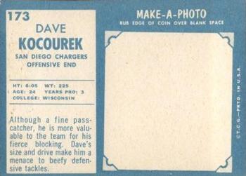 1961 Topps #173 Dave Kocourek Back