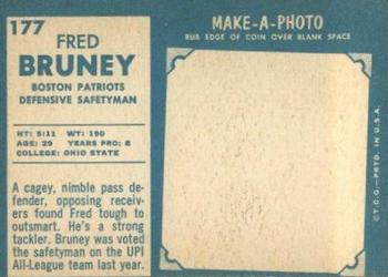 1961 Topps #177 Fred Bruney Back