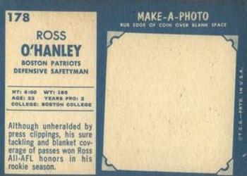 1961 Topps #178 Ross O'Hanley Back