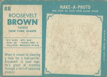 1961 Topps #88 Roosevelt Brown Back